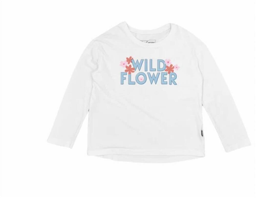 NEW FEATHER 4 ARROW kids' wild flower long sleeve tee in white